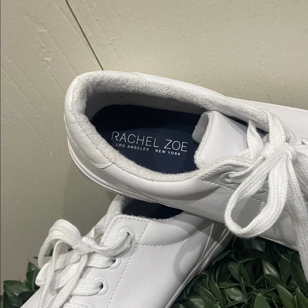 Rachel Zoe Size 10 White Leather Lace Up Sneaker Thick Sole